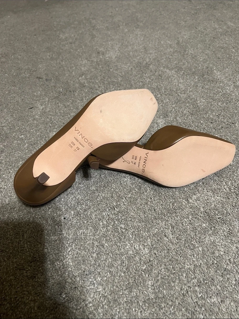 Vince Cognac Leather D’Orsay Kitten Heel Pumps Size 7